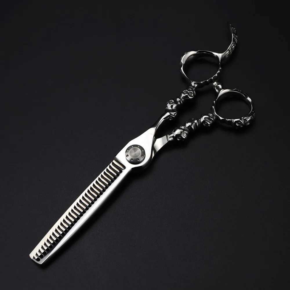Professional Japan 440c 6 inch Skull scissor Upscale hair scissors haircut thinning barber cutting shears hairdressing scissorsM240801