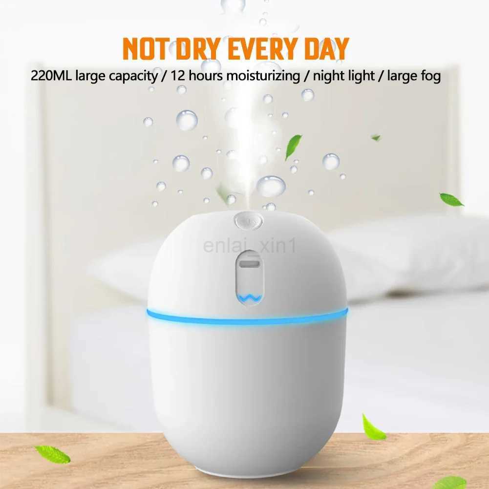 220ml Air Humidifier Mini Ultrasonic USB Essential Oil Diffuser Car Purifier Aroma Anion Mist Maker for Home Car LED Night Lamp Y240806