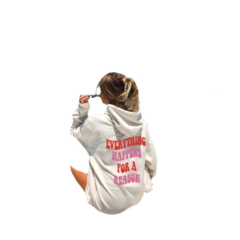 Every Happens For A Reason Back Printed Hoodie for Men Women in Autumn and Winter