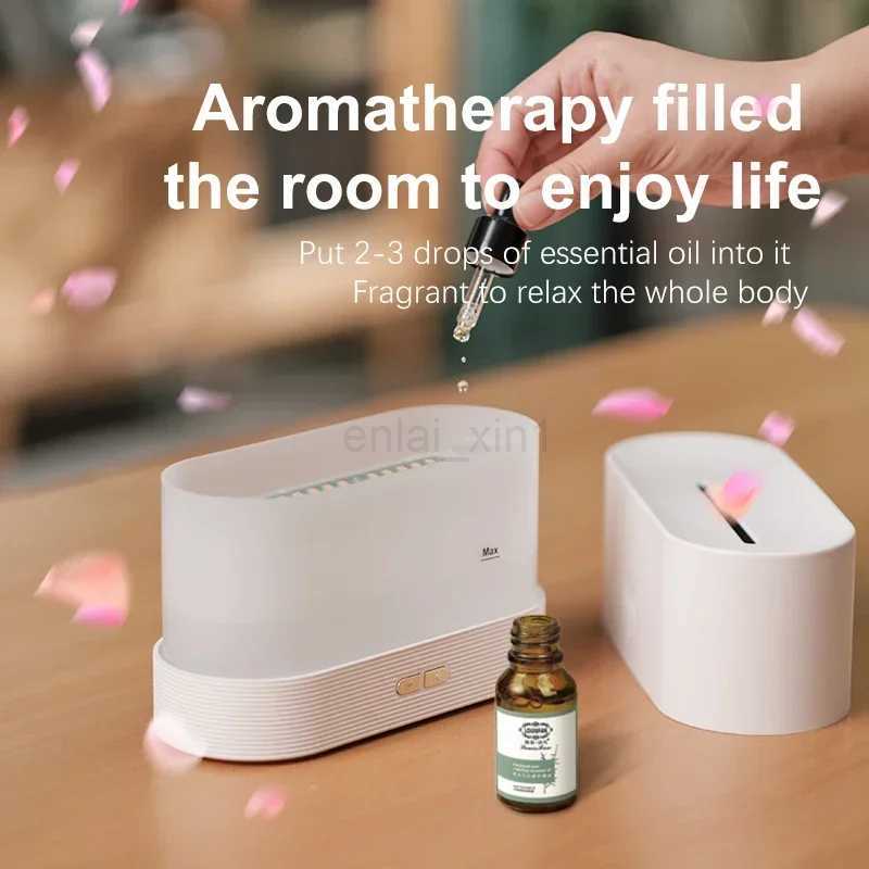 Portable Cool Mist Usb Led change color 7 colors fire flame room humidifier Aroma Essential Oil Diffuser h2o air humidifier Y240806