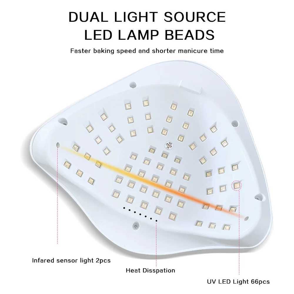 280W 66LEDs Powerful Uv Led Nail Dryer Nail Lamp For Curing All Gel Nail Polish Professional Lamp Light Manicure EquipmentCL2400806