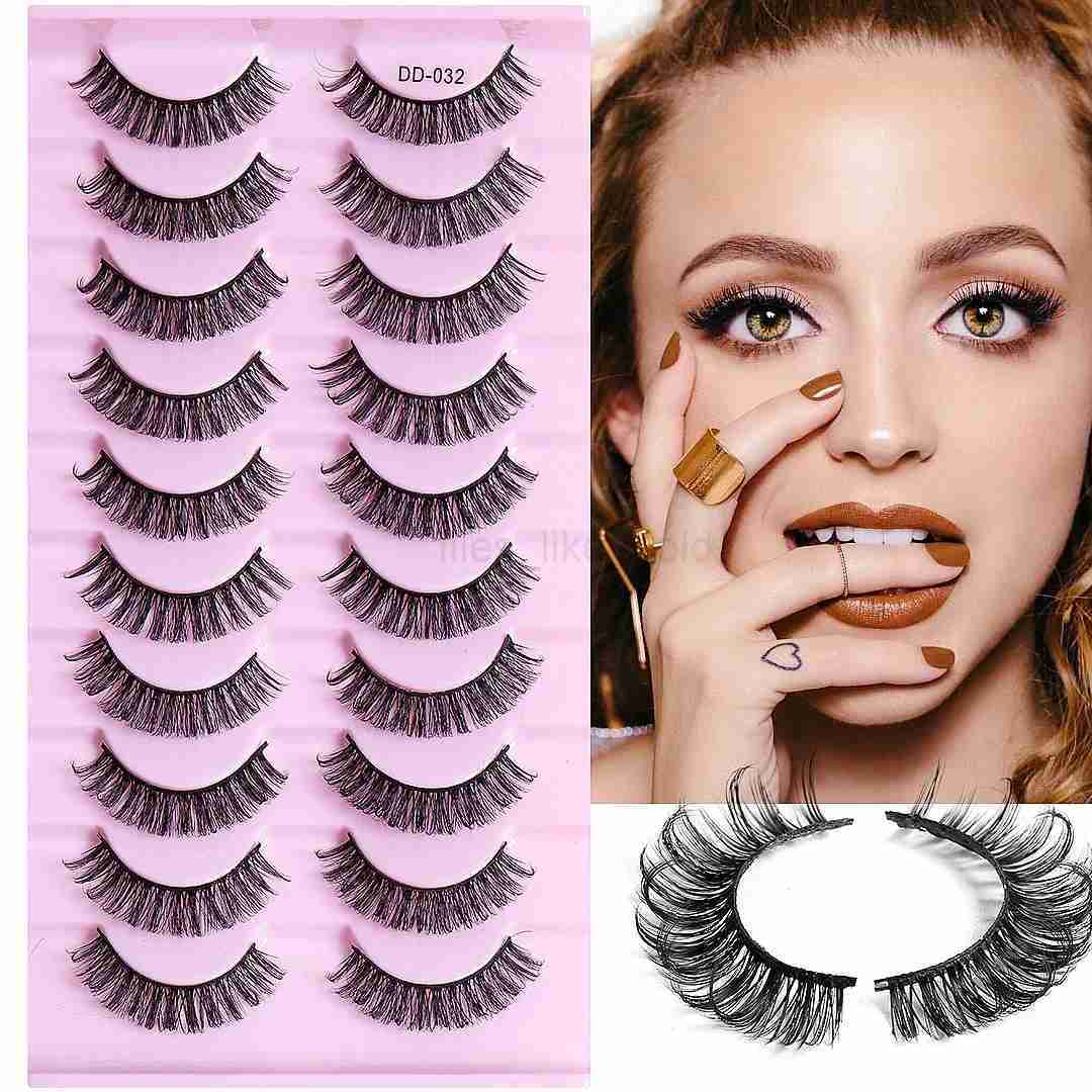 10 pairs of DD curly eyelashes 10-23mm Russian false eyelashes 3D mink eyelashes reusable fluffy false eyelash extension W240803