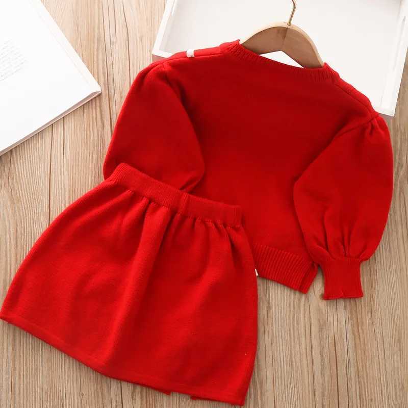 2024 Girls Winter Clothes Set Long Sleeve Sweater and Skirt 2 Pcs Clothing Suit Spring Outfits for Kids Girls Clothes L250926HUN6