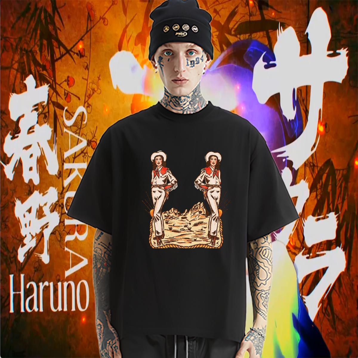 2024 T shirt Street Casual Tshirts handpainted Cool Design Round Neck Short Sleeve 230g Pure Cotton DIY Polos