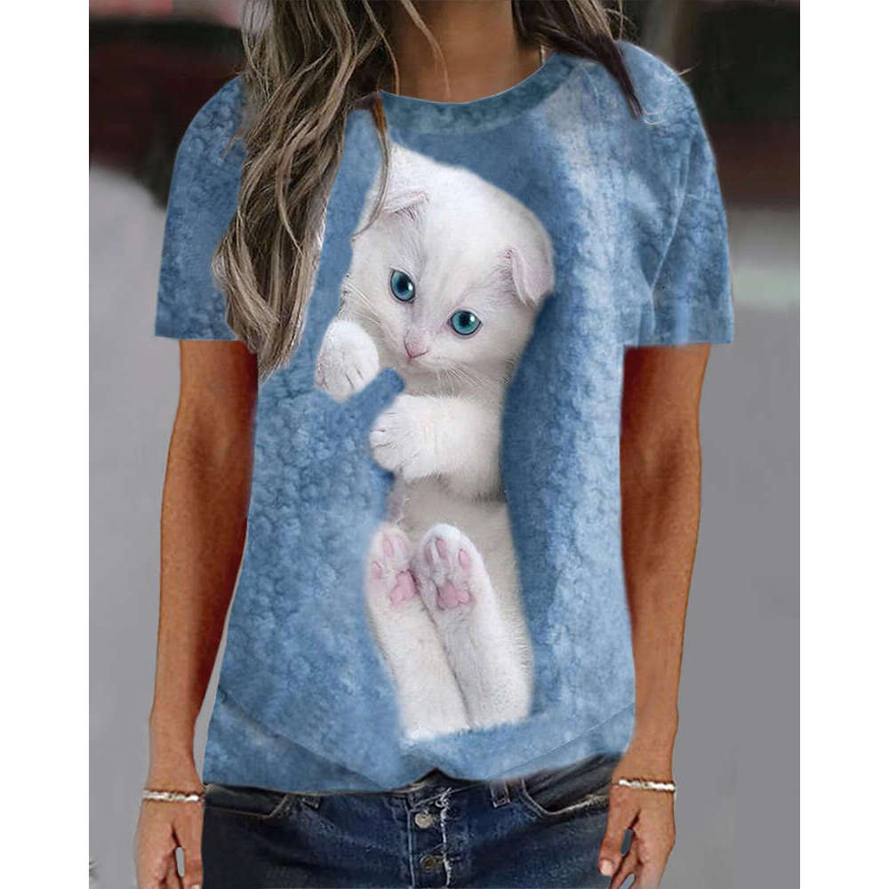 Half Sleeve Female Hollow Out Slim Top Female Summer Printing Short Sleeve Quick Drying O Neck Lace Collar Blouse Graphic T Shirts Street Activity Cro