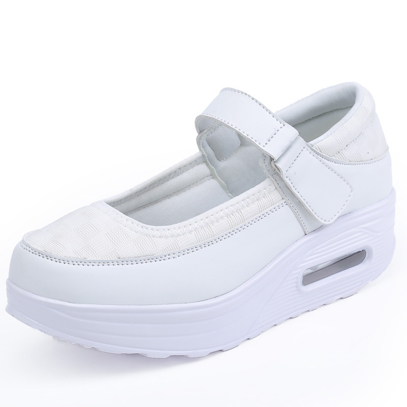 Ddmysports Mesh Rocking Women S Sports Breathable Casual Shallow Thick Soled Height Increasing Nursing For White Single Shoes Outdoor Shoes