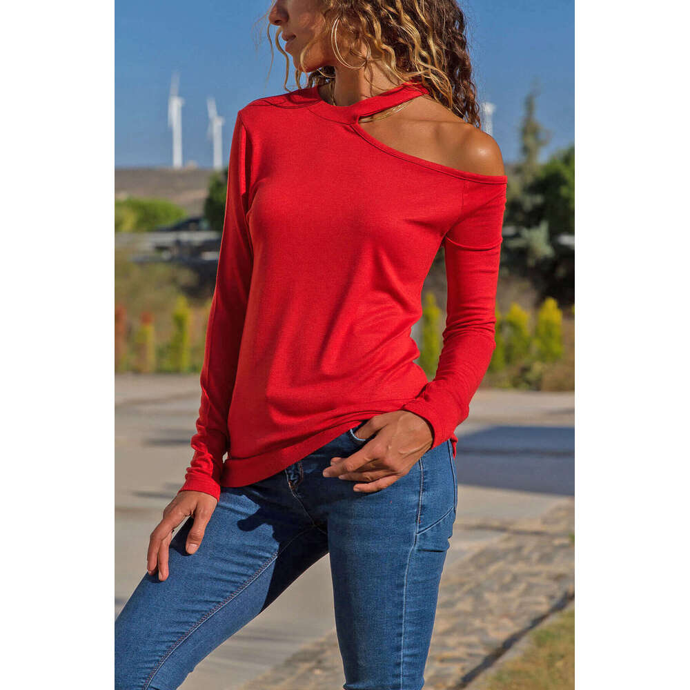 New Merchandise Fashion Retro Hollow Out Slim Top Female Long Sleeve Tee Shirts Print Tshirt Womens Stripe Street Activity Crop Tops2 Womens T Shirt C