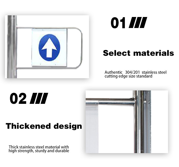 Luxury supermarket entrance one-way stainless steel door entrance and exit allow entry only swing door