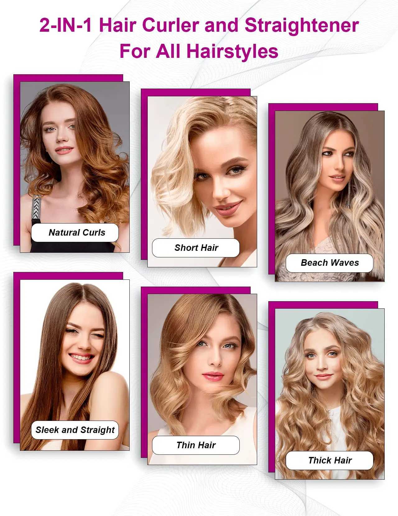 Landot Straight Curg Iron Combination Used For Curg Wavy Straight Female Hair -1 Inch Dual Voltage W240803
