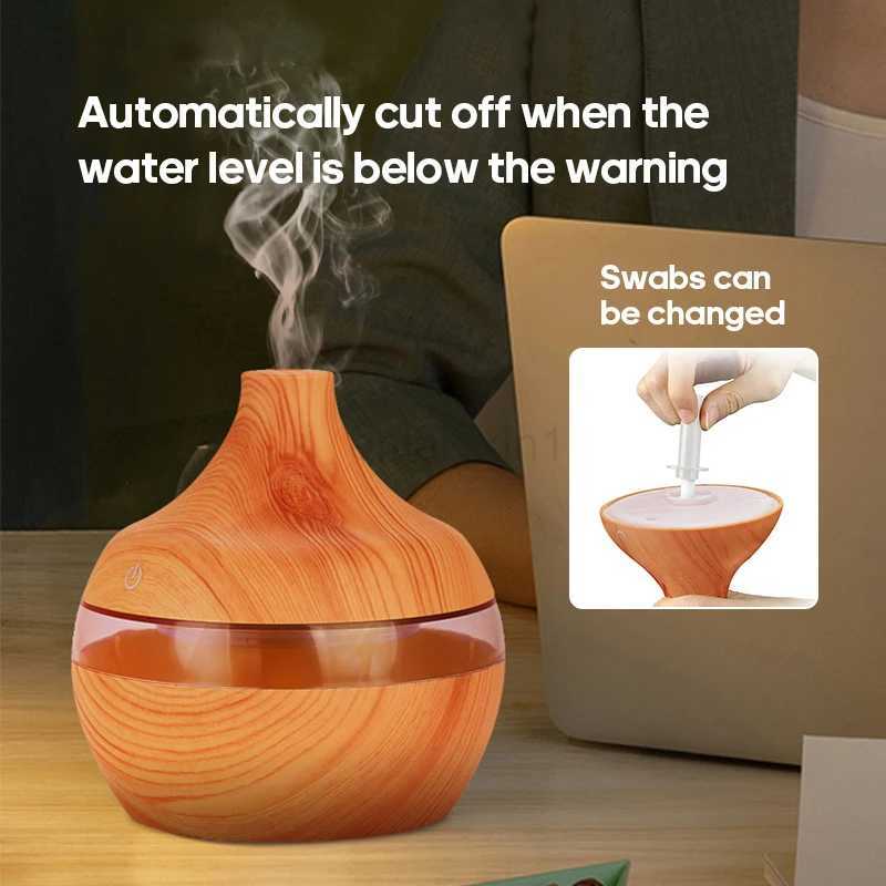 Wood Grain Humidifier 300ml USB Aroma Diffuser Atomizer USB Household Humidifier Hydrating Instrument Desktop Humidifier Y240806