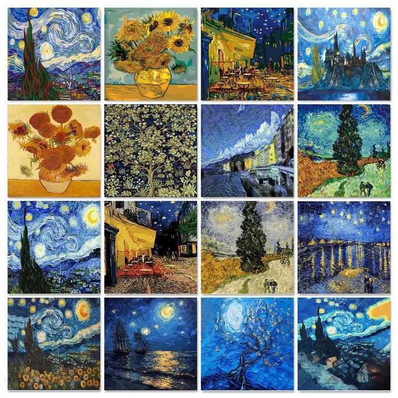 GATYZTORY DIY Painting By Numbers Van Gogh Starry Sky Picture By Numbers Landscape Wall Art Acrylic Paint For Home Decor ArtXJ240803
