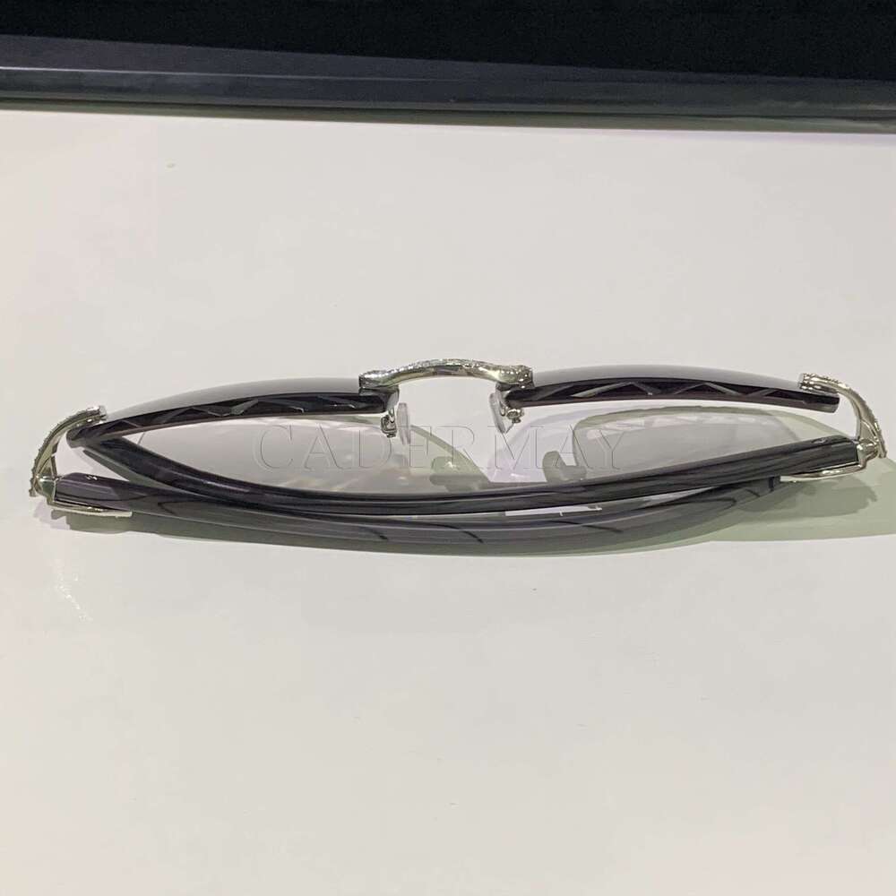 Hot Selg sier Baguette Moissanite Sun Glasses Dia Men Rimless Metal Purple Lens SunglassesMossan sunglasses