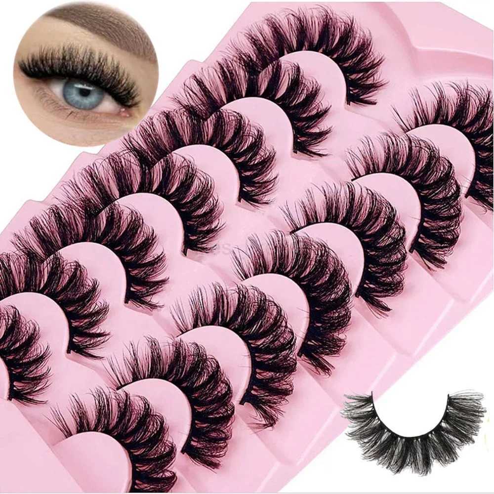 7 pairs of fake eyelash curlers artificial mink fur fluffy eyelashes dramatic D-curls 18mm thick eyelashes W240803