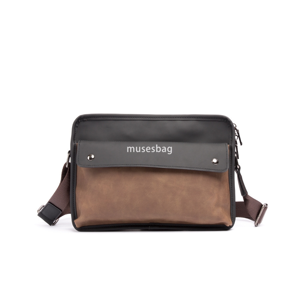 Men's bag, crazy horse leather shoulder crossbody bag postal bag casual retro trendy brand Korean version small backpack fashionable and trendy n