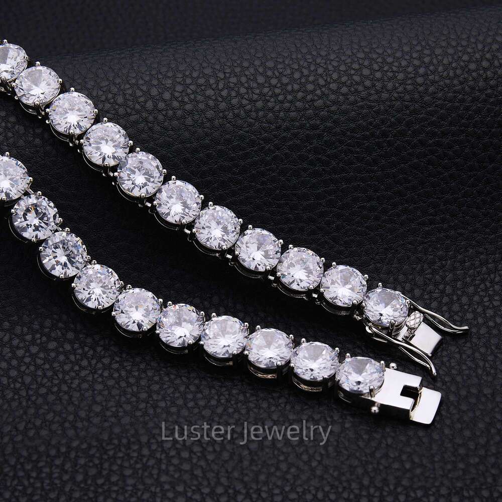 Luster Superb Fine Jewelry Sterling Sier D White Round 6/8/12mm Moissanite Tennis Chain Necklace with GRA Certificate