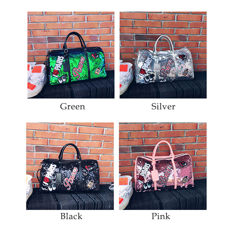 Fashion Sequins Large Capacity Overnight Travel Bag Personalized Short-distance Duffle Bag for Women Big Weekend Gym Bag