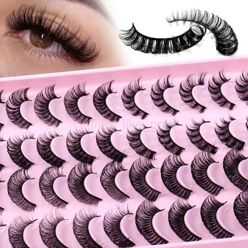 Russian striped eyelashes 5/10/20 pairs fluffy mink eyelashes 3D false eyelashes Russian eyelashes DD curly false eyelashes makeup tool W240803
