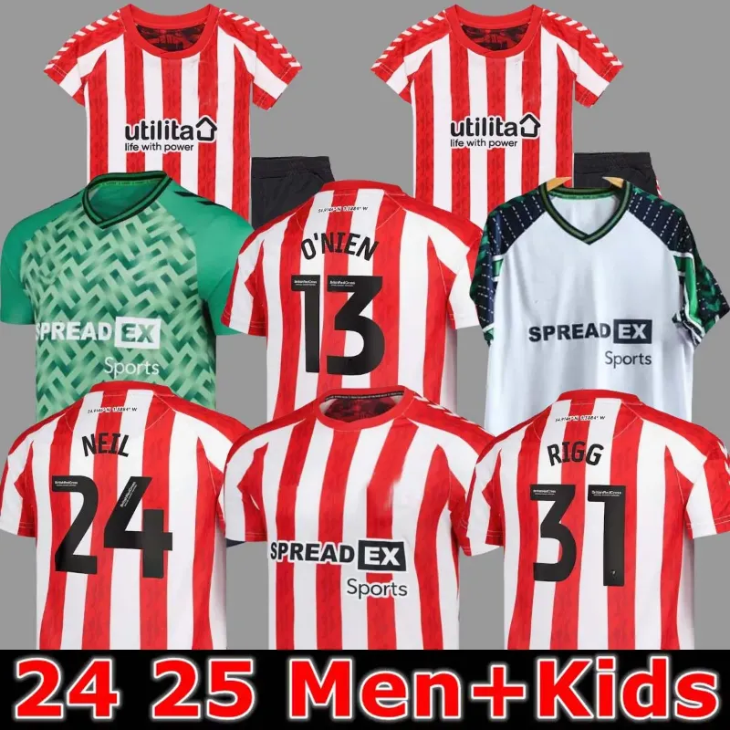 24 25 SUNDERLAND Home Soccer Jerseys STEWART SIMMS ROBERTS AMAD CLARKE DAJAKU EMBLETON EVANS O'NIEN Football Shirt PRITCHARD Mens Kids Kit