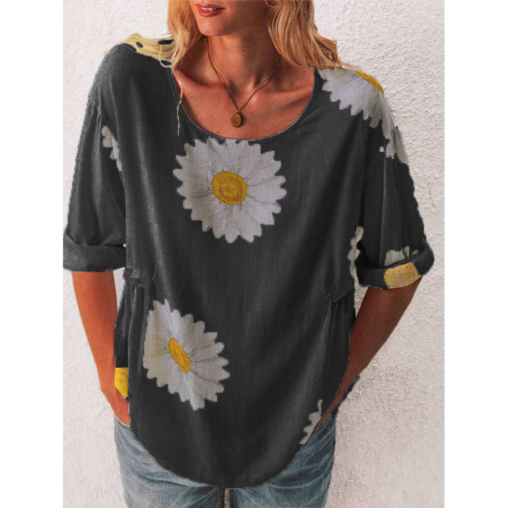 New Merchandise Half Sleeve Female Summer Harajuku Print Vintage O Neck Print Tshirt Backless Round Neck Street Activity Crop Tops2 Stretch Casual Und