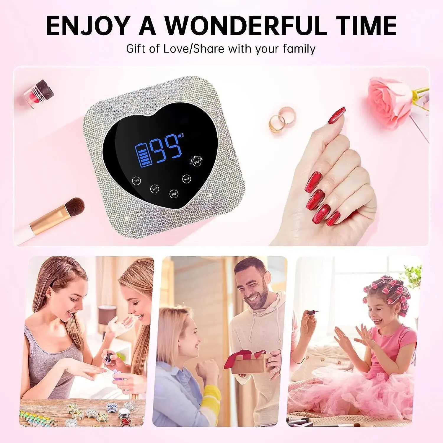 Rechargeable Nail Lamp Professional UV Led Lamp With Diamonds Elements Gel Polish Nail Drying for Nail Polish Manicure ToolsCL2400806