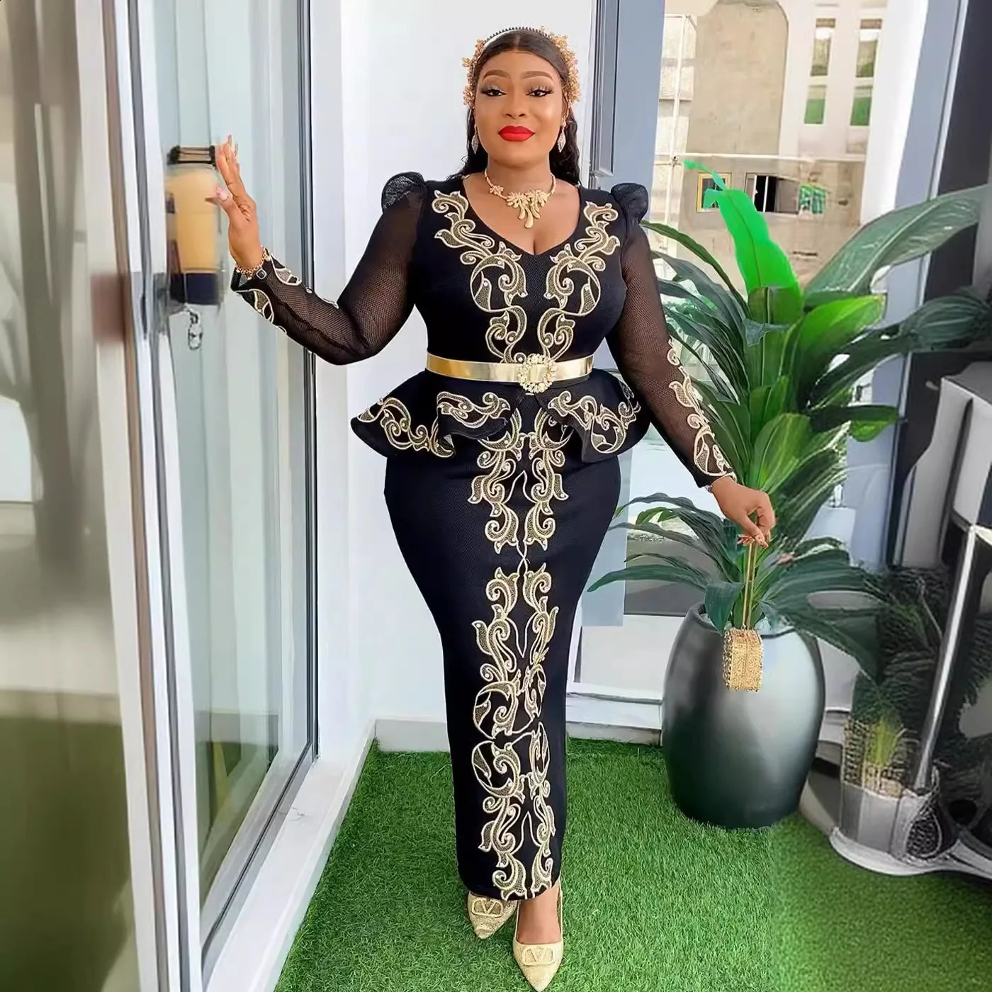 African Dresses for Women 2024 Elegant Clothing Dashiki Ankara Outfits Robe Plus Size Turkey Wedding Party Long Dress 240802