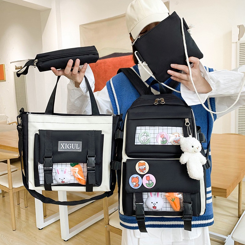 4Pcs Kawaii Children Backpack Book Bag Set Cute School Bags For Girls Kids Waterproof Travel Backpack Cartoon Schoolbag