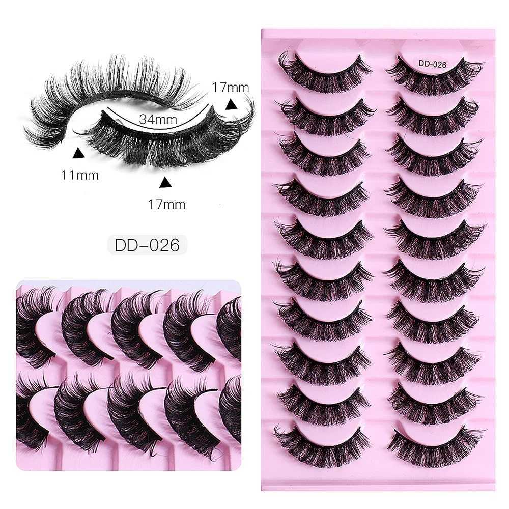 Russian DD Curl 10 Pairs Strip Lashes Fluffy Volume False Eyelashes DD Curl Dramatic Messy Faux Mink Fake Lashes Make UpXJ26