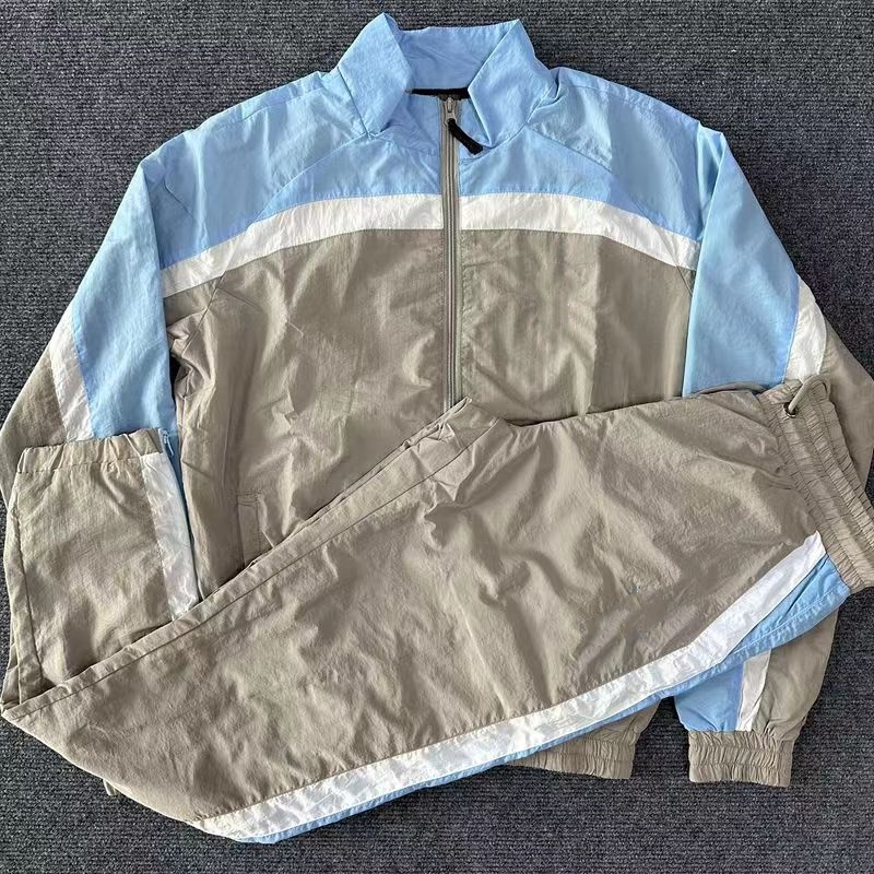 Mens Star tracksuits sports T rainbow two pieces set windbreaker embroidered stand collar jackets American street loose sportswear basketball running suit pants