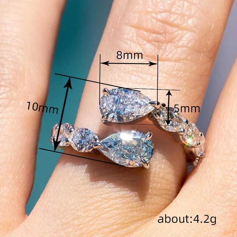 Sterg Water Drop Ring: Sier Cubic Zirconia Eternity Band for Women - Handmade Wedding Ring