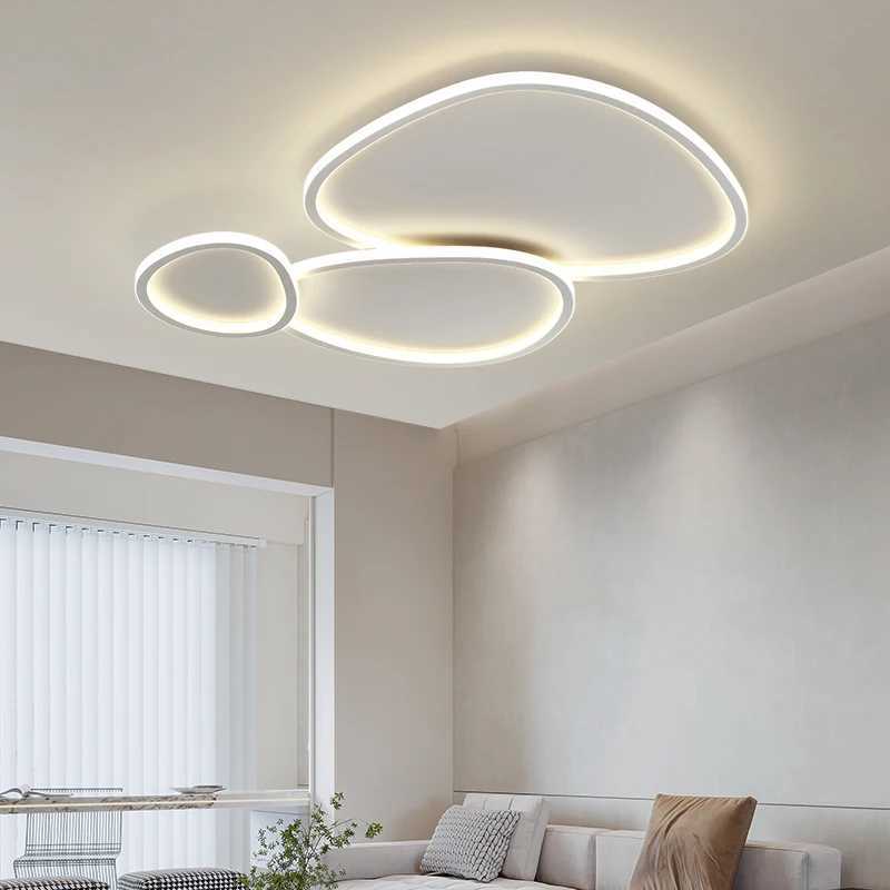 Smart Living Room Chandeliers 2024 New Simple Modern Atmosphere Lamp Whole House Lighting Package Cobblestone Led Ceiling Lights Y240802