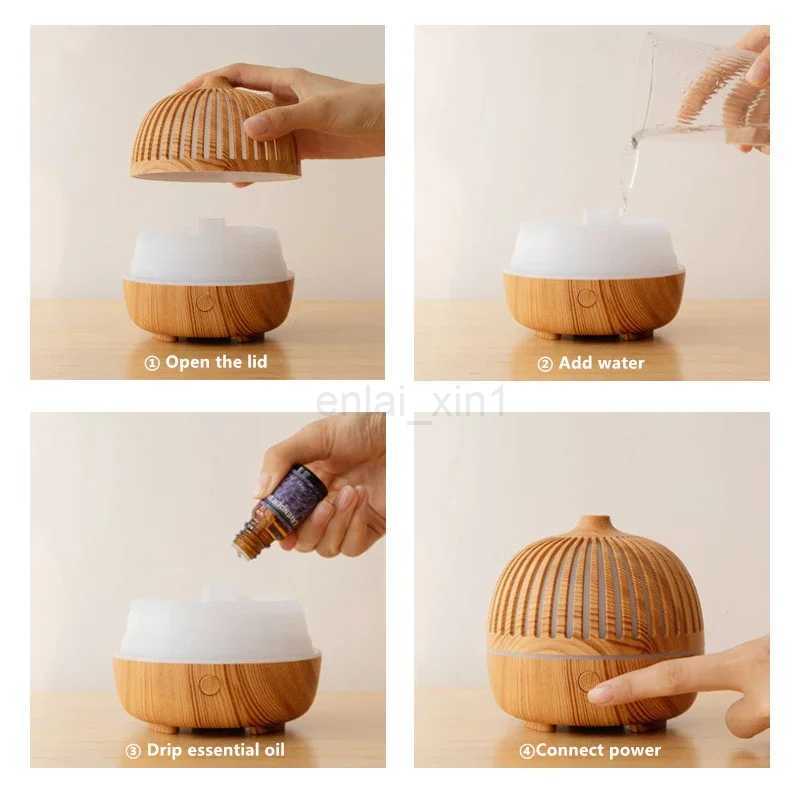 Ancient Charm Fragrance Diffuser Ultrasonic Humidification Essential Oil Fragrance Instrument Wood Grain Aromatherapy Machine Y240806