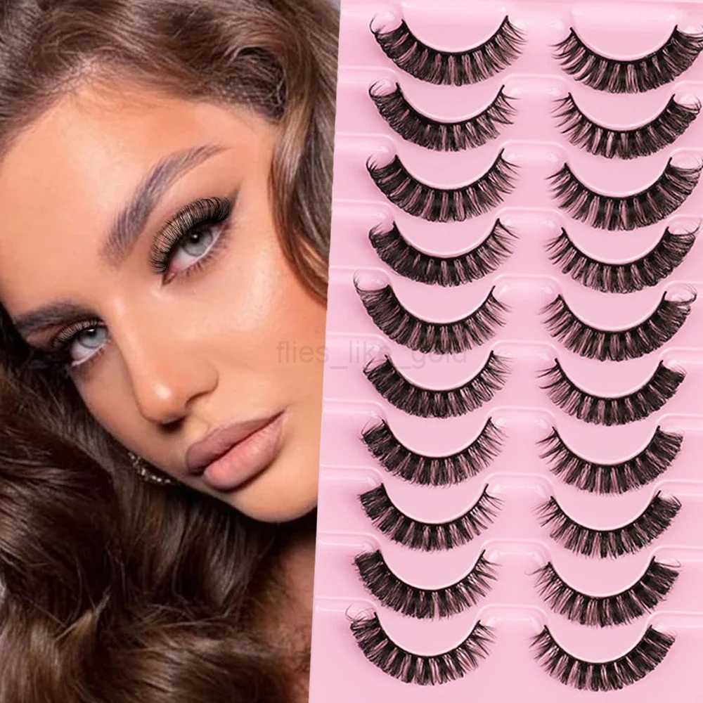 10 pairs of Russian striped eyelashes DD curly false eyelashes fluffy Wispy faux mink bag W240803