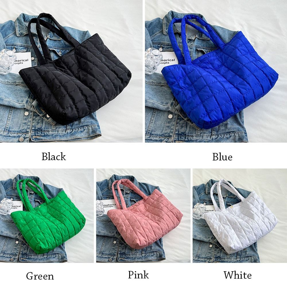 New Large Capacity Shoulder Bag Autumn Winter Cotton Casual Tote Bags For Women Nylon Handbags Fashion Top Handle Bag