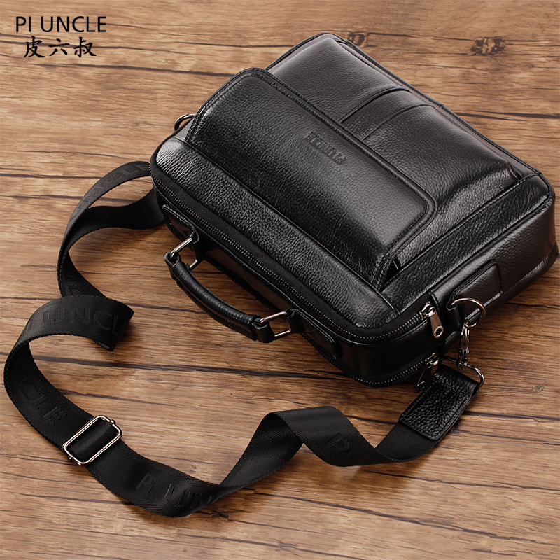 Men's Cowhide Leather Briefcase Mens Genuine Leather Handbags Crossbody Bags High Quality Luxury Business Messenger Bags Laptop