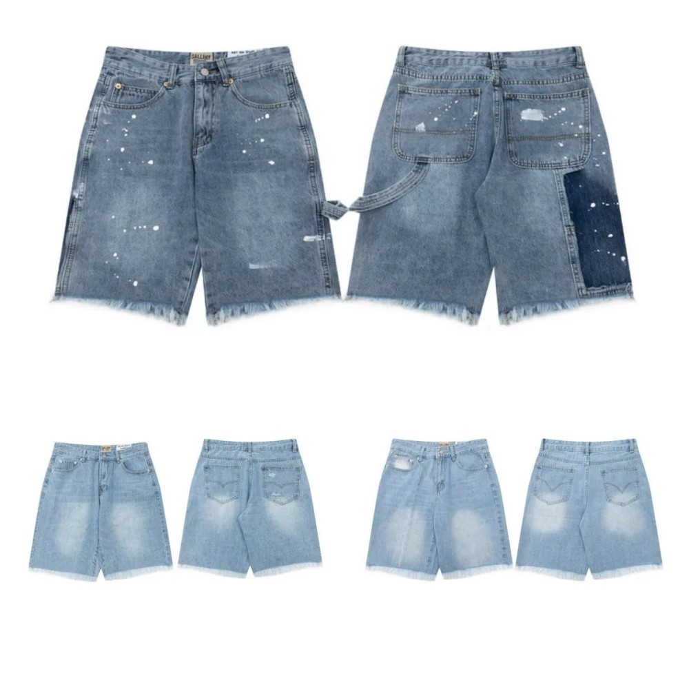 24SS New Fashion Denim Shorts Man Summer Loose Casual Hole Hip Hop Jeans Shorts