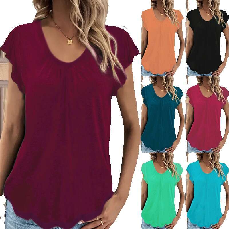 Loose Versatile Summer Female Summer Printing Short Sleeve Slim Crop Top Casual Autumn Sports Fitness Backless Round Neck Plaid Stretch Casual Undersh