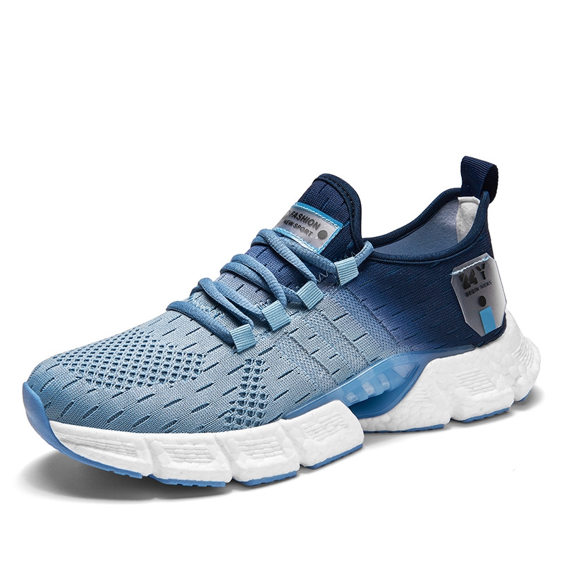 Flying woven running shoes popcorn soles spring and summer low-top mesh fabric fabric lightweight breathable sneakers fashion shoes