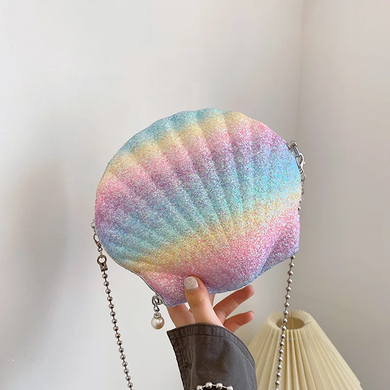Fashion Women Shoulder Handbags Shell Bag Chain Cute PU Leather Small Bag Phone Money Pouch Zipper Crossbody Bags for Women