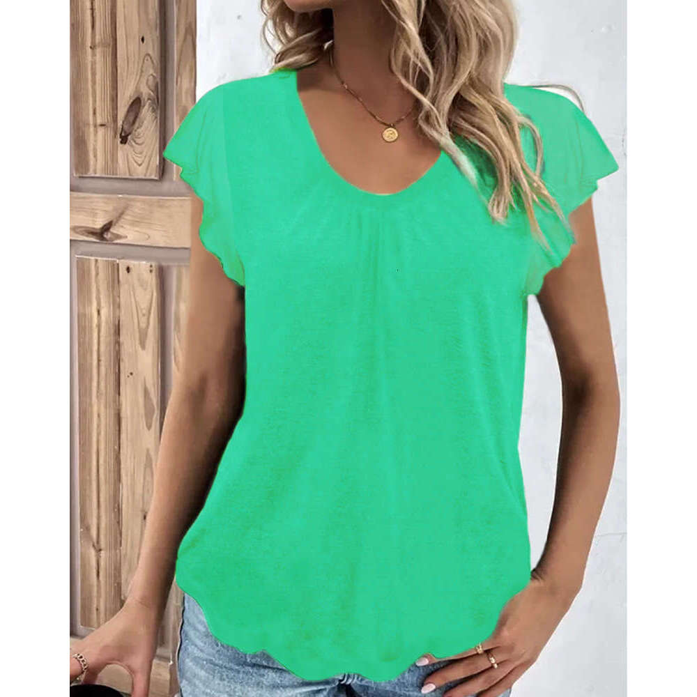 Loose Versatile Summer Female Summer Printing Short Sleeve Slim Crop Top Casual Autumn Sports Fitness Backless Round Neck Plaid Stretch Casual Undersh