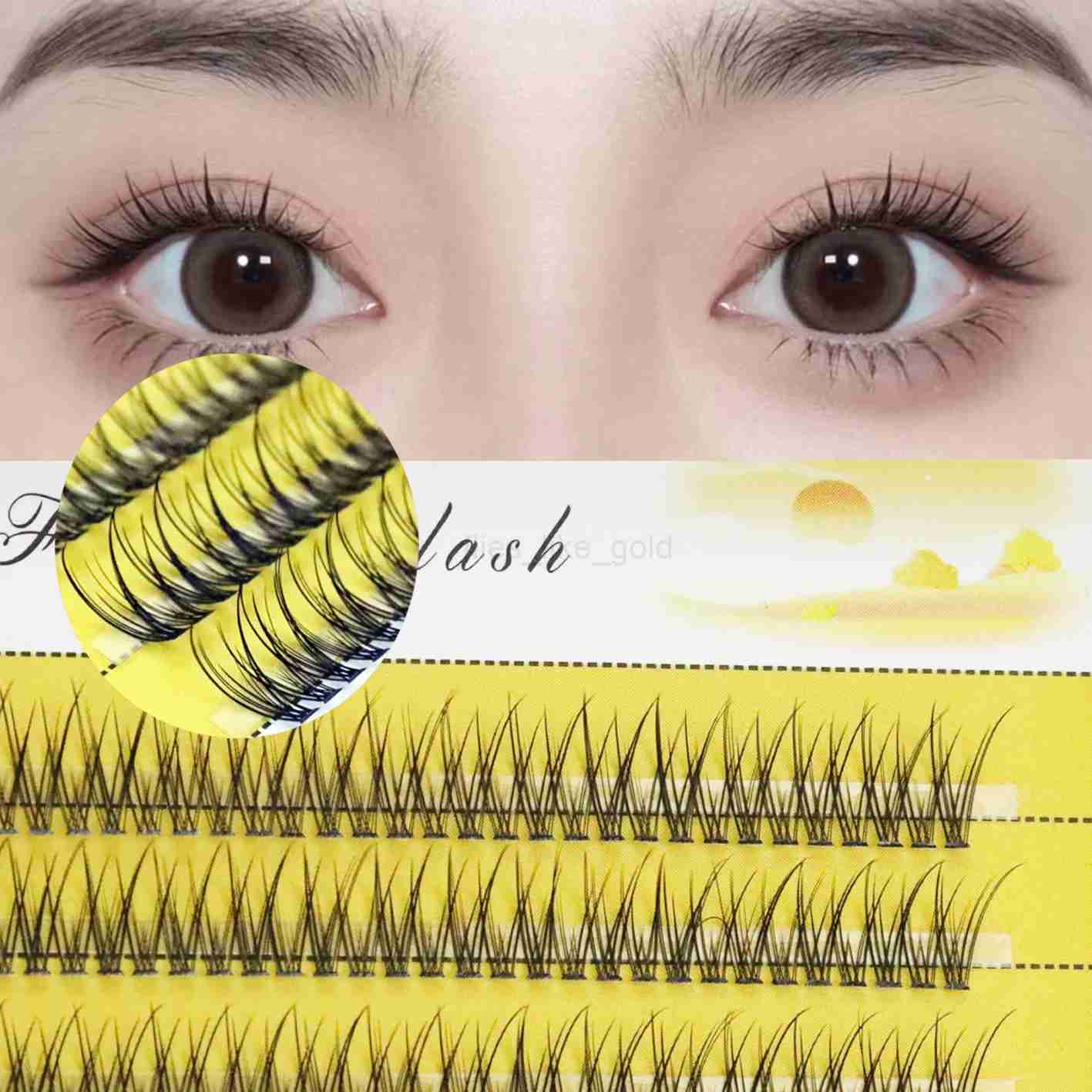 120 clusters/box natural eyelash cross style 0.07mm thick fish tail single cluster hair soft curly swallow tail false eyelashes W240803