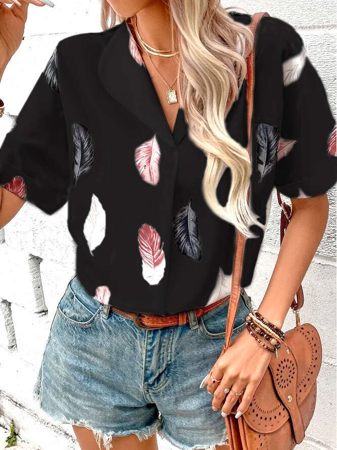 T Shirt New Merchandise Summer High Street Female Harajuku Print Vintage Bottoming Round Neck Collar Blouse Slim-fit Graphic T Shirts Solid Turtleneck
