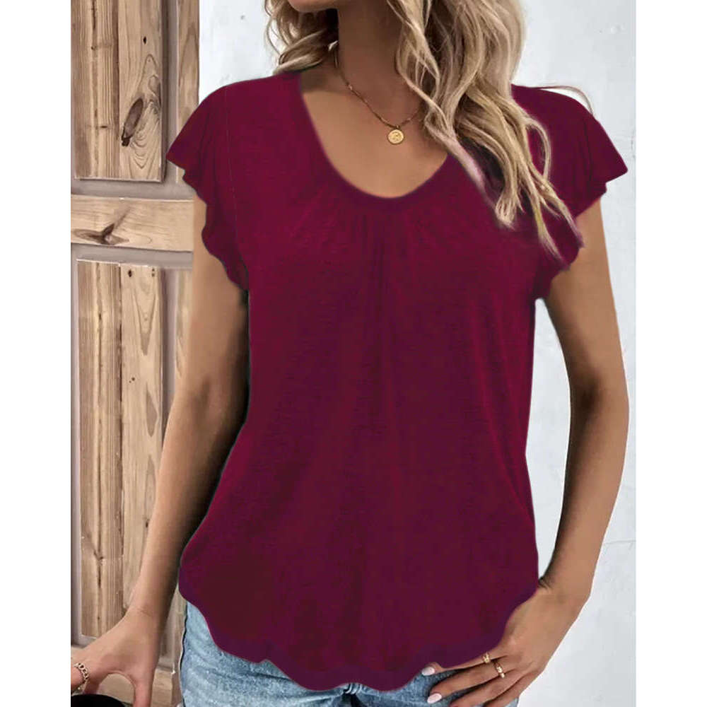 Loose Versatile Summer Female Summer Printing Short Sleeve Slim Crop Top Casual Autumn Sports Fitness Backless Round Neck Plaid Stretch Casual Undersh