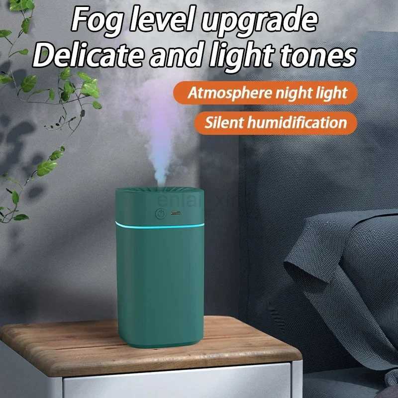 Mini h2o Air Humidifier LED Light 300ml Spray Cool Mist Maker Aromatherapy humidifier Double Wet Aroma Essential Oil Diffuser Y240806
