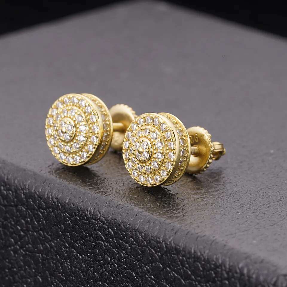 2023 fashion top quality earrings for man 10k gold plated sier needle VVS moissanite Real Gold Earrings