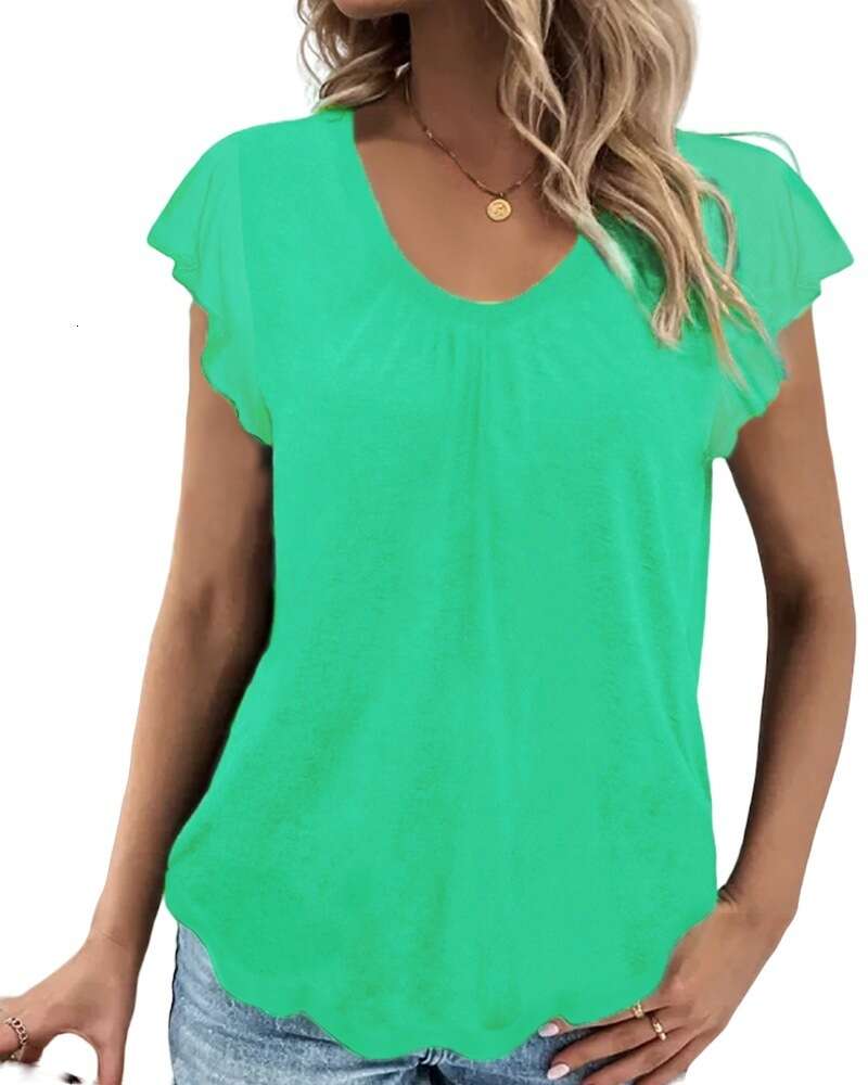 Loose Versatile Summer Female Summer Printing Short Sleeve Slim Crop Top Casual Autumn Sports Fitness Backless Round Neck Plaid Stretch Casual Undersh