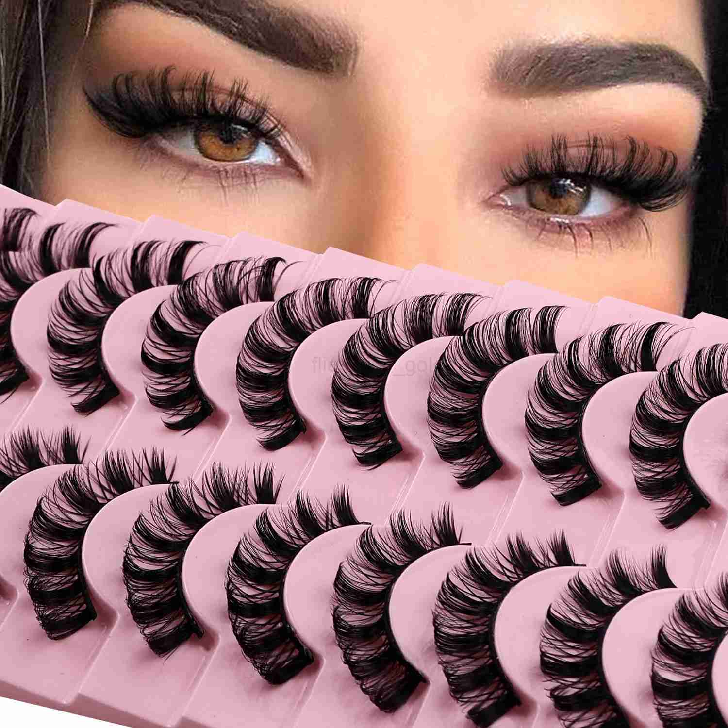 10 pairs of fluffy false eyelashes natural volume eyelashes plush and plump a must-have for perfect makeup W240803