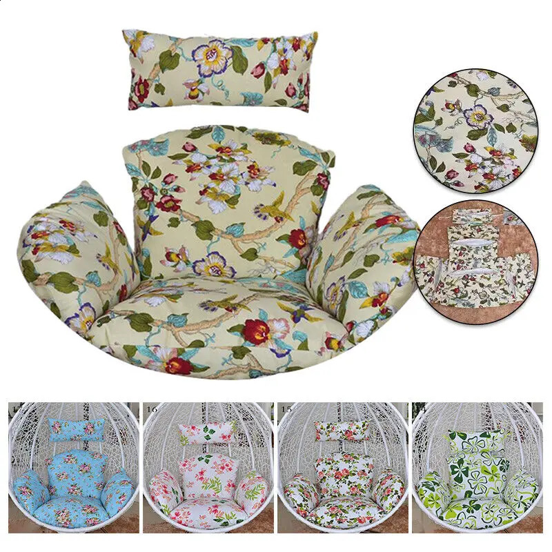 Hanging Swing Egg Chair Cushion Cover Patio Large Round Papasan Pad Detachable Garden Lounger Cushion Cover No Filling 240802