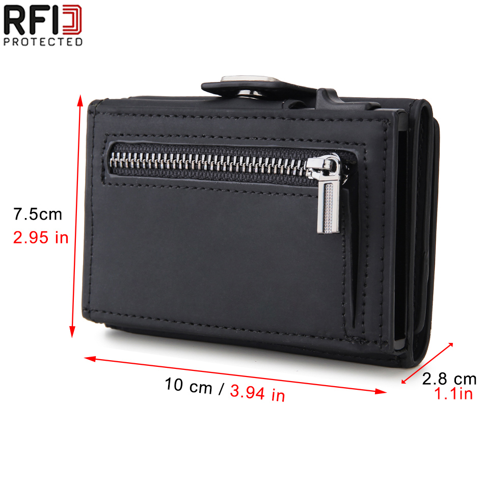 Credit Card Holder Men Wallets RFID Aluminium Box PU Leather Wallets with Money Clip Carbon Fiber Bank Cardholder Case Choice