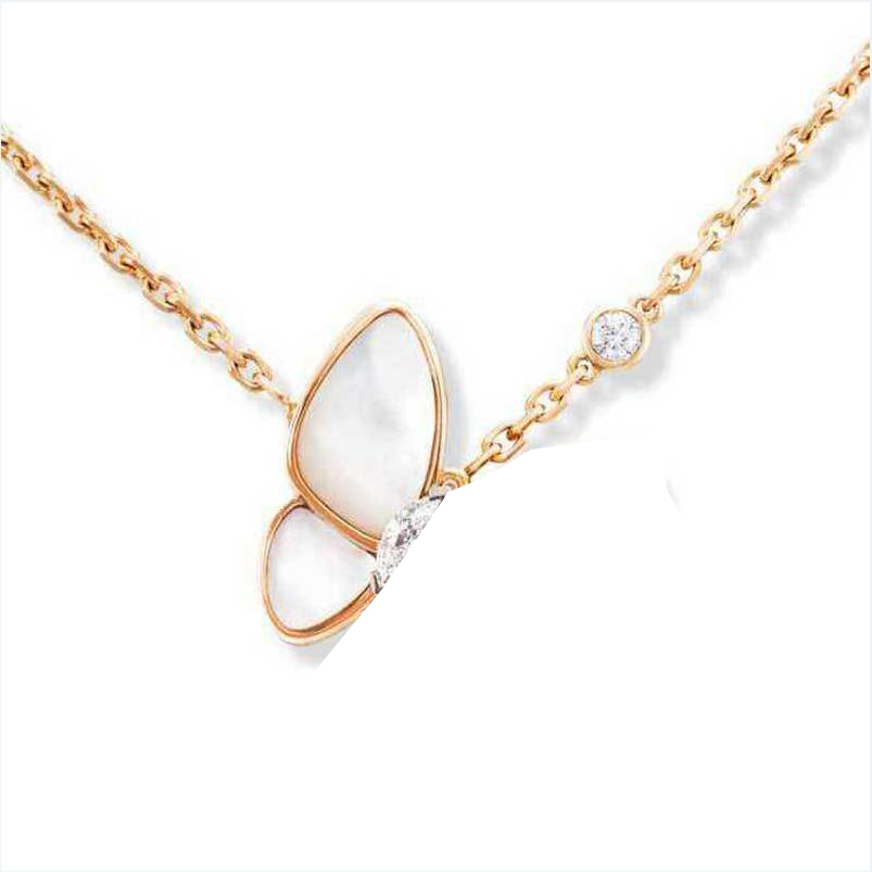 necklace Designer Jewelry Two butterfly Pendant Necklaces for women rose gold dia Red Bule White Shell stainless steel platinum Wedding gift wholesale