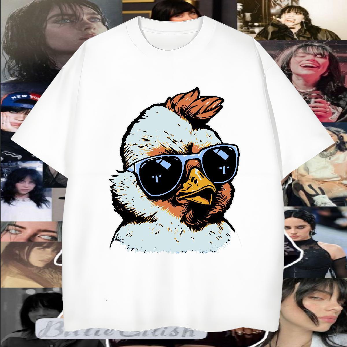 New Designer Men T Shirts 230g 100% Cotton chicken Summer Casual Tshirts Crew Neck Breathable TOP Quality Tshirt for Man Woman Black White